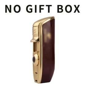 Lighter Metal 3 Jet Butane Gas Torch Smoking Lighter W/ Cigar Punch Stripe Sharp Cigar Lighter (Color: Red no box)