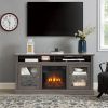 Retro TV Stand for 65'' TV, TV Console Cabinet with Storage, Open Shelves Entertainment Center for Living Room and Bedroom
