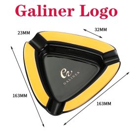 Portable Cigar Ashtray Home Ceramic Ashtray Luxury Tobacco 4 Rest Holder Cigar Ash Tray (Color: Galiner Logo)