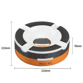 Portable Cigar Ashtray Home Ceramic Ashtray Luxury Tobacco 4 Rest Holder Cigar Ash Tray (Color: C Logo Round)