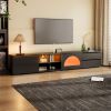 ON-TREND Modern TV Stand with Fluted Glass Door for TVs Up to 100", Media Console with Sliding Door & 2 Drawers