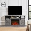 Modern Farmhouse TV Media Stand, Large Barn Inspired Home Entertainment Console, with 23" Fireplace Insert, for TV Up to 65''