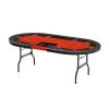 Upgraded 84" Folding Poker Table 10 Player Card Table with 10 Cup Holder for Texas Casino, Green/Red