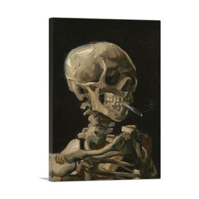 Skull of a Skeleton with Burning Cigarette (Type: Standard Framed Canvas Print, size: 24" x 16" / 60cm x 40cm (approx))