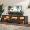 FashionTVstandTVcabinet,EntertainmentCenter,TVstationTV console,media console,with LEDlight belt,light belt remote control,toughenedglassshelf