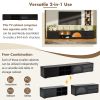 ON-TREND Modern TV Stand with Fluted Glass Door for TVs Up to 100", Media Console with Sliding Door & 2 Drawers
