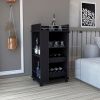 Lansing Bar Cart with Glass Door, Two-Side Shelves and Casters