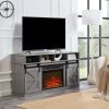 Modern Farmhouse TV Media Stand, Large Barn Inspired Home Entertainment Console, with 23" Fireplace Insert, for TV Up to 65''