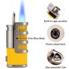 Luxury Cigar Lighter Refillable Butane Gas 3 Torch Jet Flame Windproof Smoking Lighter W/ Cutter Punch
